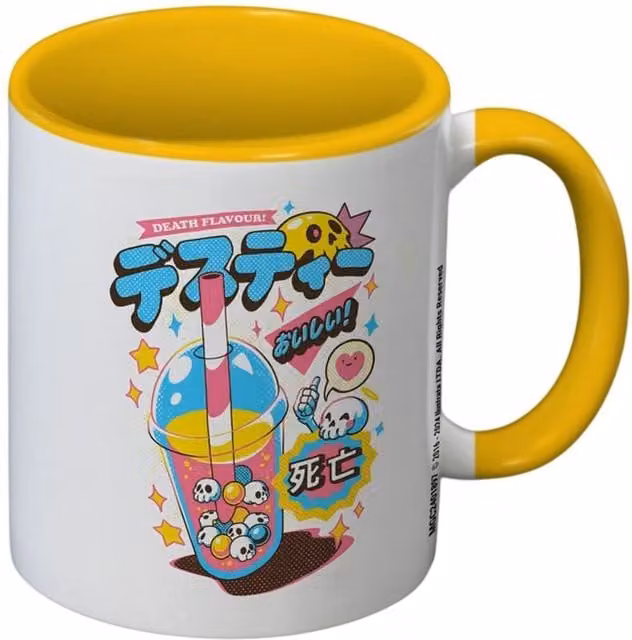 Ilustrata Death Bubble Tea Two Tone Ceramic Mug, Multicolour