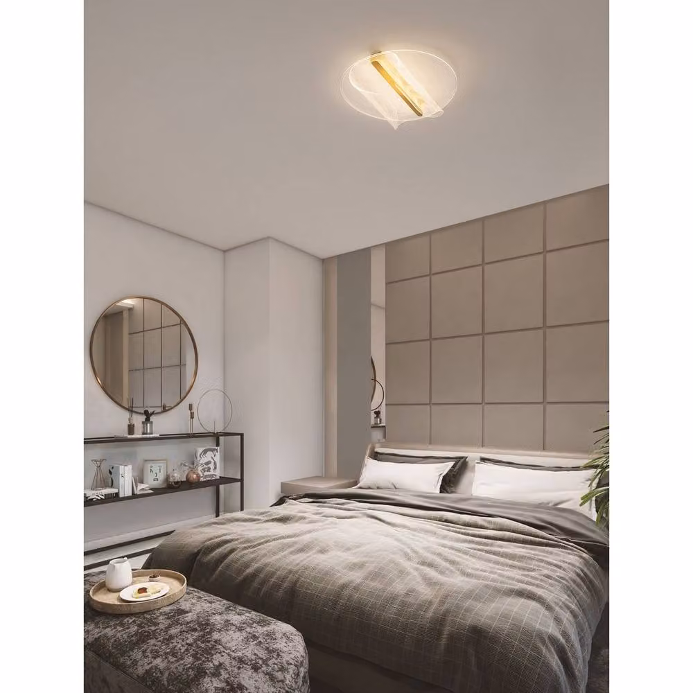 Netlighting Copo Semi Ceiling Light in Gold/Brass, Dimmable 20W LED, 1106lm – 2