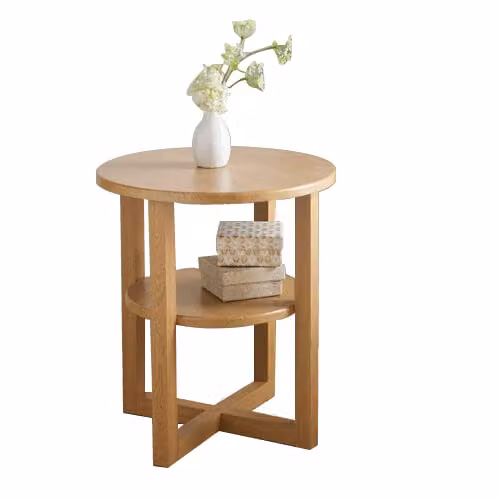 Spot on dealz® Modern Round Oak Side Table in Brown