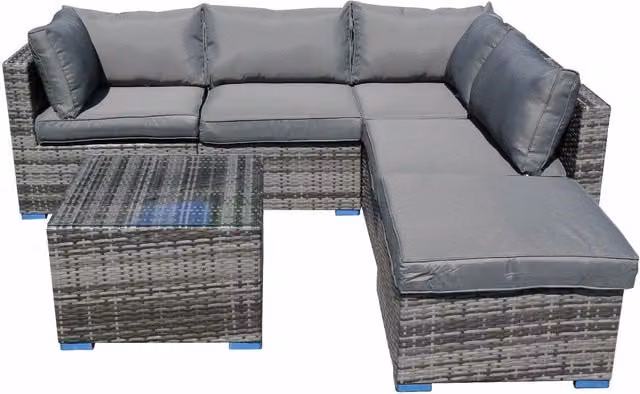 Furniture One 6 Piece Modular Rattan Outdoor Garden Sofa Set in Grey