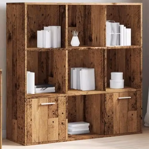vidaXL Modern Book Cabinet in Old Wood Brown, W/D/H: 98 x 29 x 97.5 cm – 2