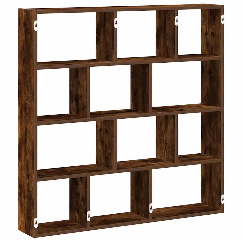 Berkfield Home Wall Mounted 12 Compartment Cube Shelf in Smoked Oak Brown Engineered Wood – 2