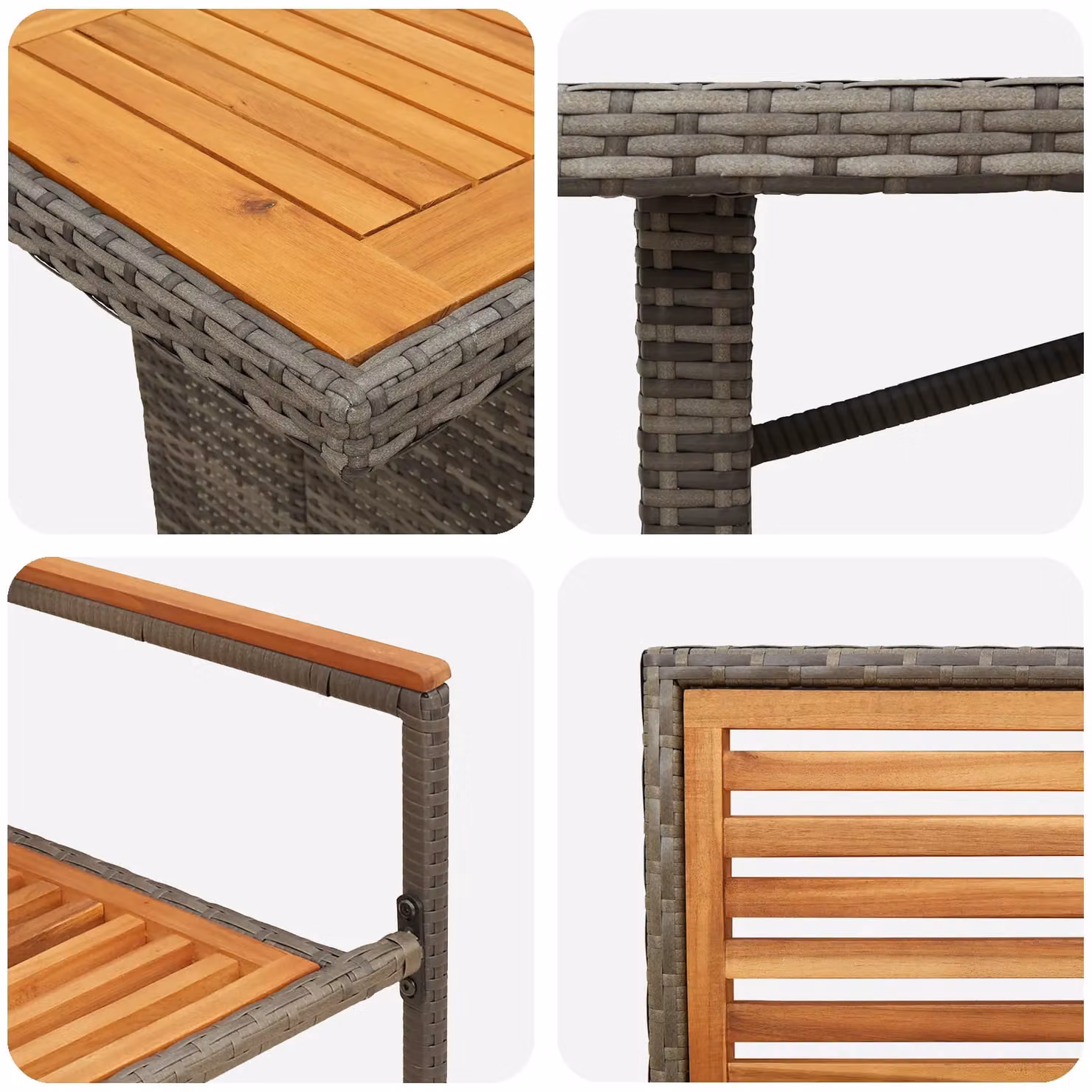 Berkfield Home 9 Piece Grey Poly Rattan and Acacia Wood Garden Dining Set – 3