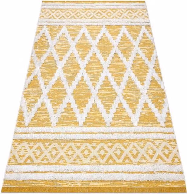 RugsX Moroc Moroccan Rug in Yellow, W: 155 cm, D: 220 cm