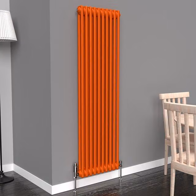 Lux Heat Vertical Coloured Column Radiator in Sunburst Orange, H 150 cm x W 47 cm
