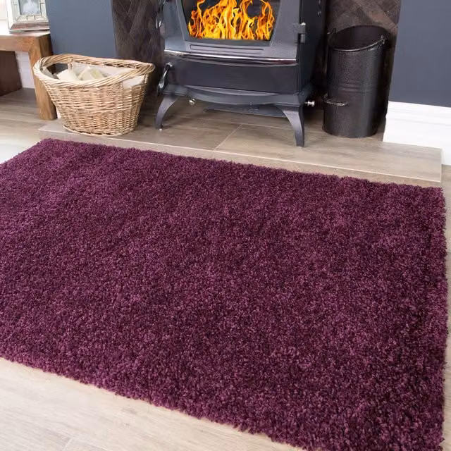 Kukoon Modern Rectangular Plain Rug in Purple, W/D: 180 x 270 cm