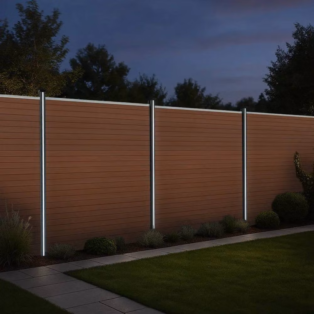 Monstershop Composite Fence Panel and LED Posts in Brown Terracotta, W/H: 180 x 185 cm – 3