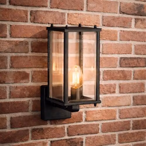 CGC Lighting Black Outdoor Wall Lantern with Transparent Bevelled Glass, IP44 Waterproof, Up Light Direction – 4