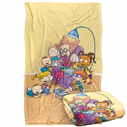 Rugrats Get Caught Reading Super Soft Silky Touch Fleece Throw Blanket, Multicolour, W: 91 cm, D: 147 cm – 1
