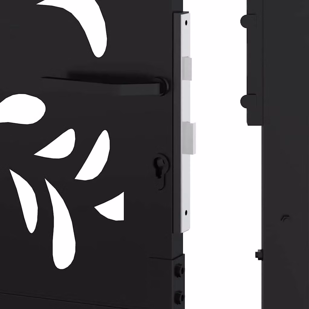 Berkfield Black Steel Wave Design Garden Gate, W: 105 cm, H: 205 cm – 4