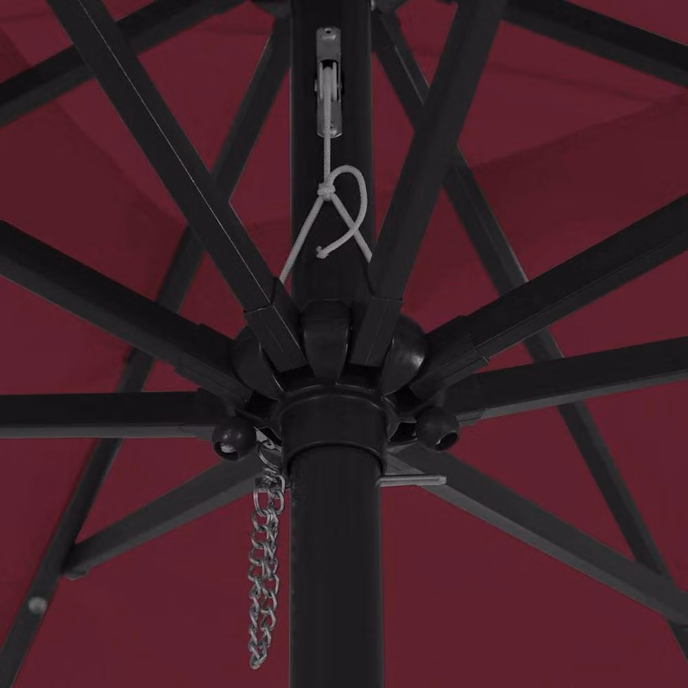 Berkfield Home Square Garden Parasol with LED Lights, Burgundy Red, W: 295 cm, D: 245 cm – 3