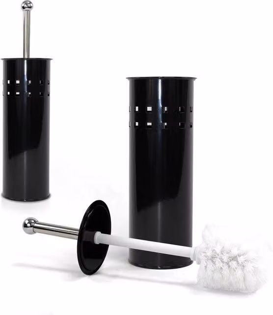 Spetlek Black Stainless Steel Freestanding Toilet Brush and Holder Set