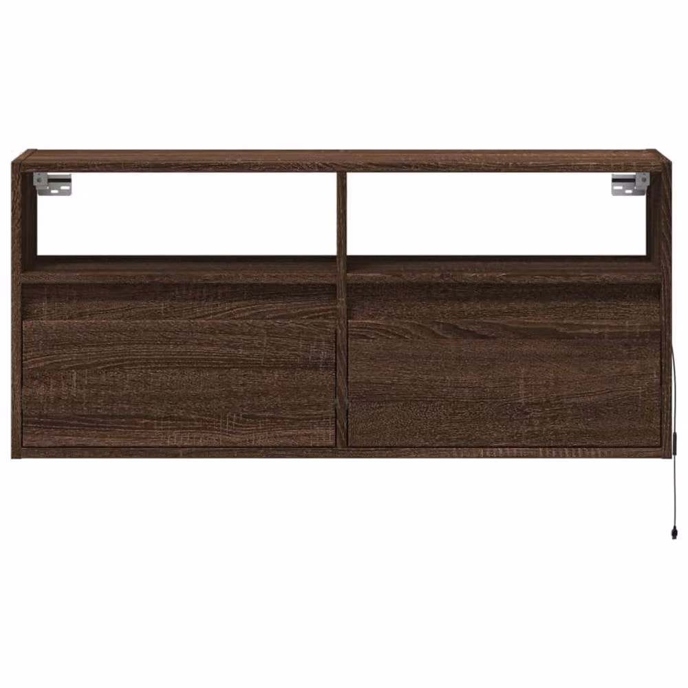 Berkfield Home Modern TV Wall Cabinet with LED Lights in Brown Oak, W/D/H: 100 x 31 x 45 cm – 5
