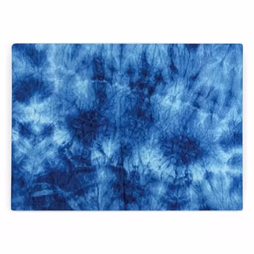 Purely Home Blue Tie Dye Rectangular Glass Worktop Protector with Non-Slip Feet, W: 39 cm, D: 28.4 cm
