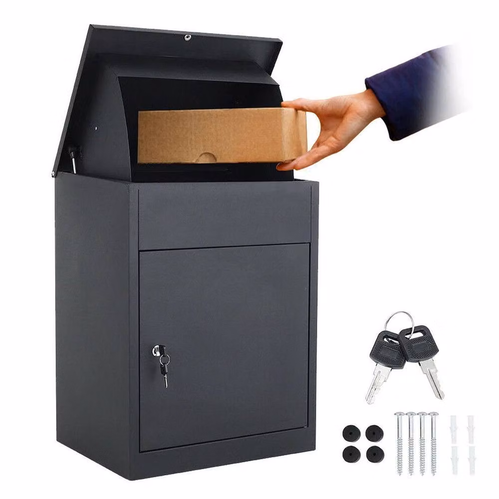 SPETLEK Extra Large Lockable Steel Parcel Delivery Drop Box, Wall Mounted, Black – 3