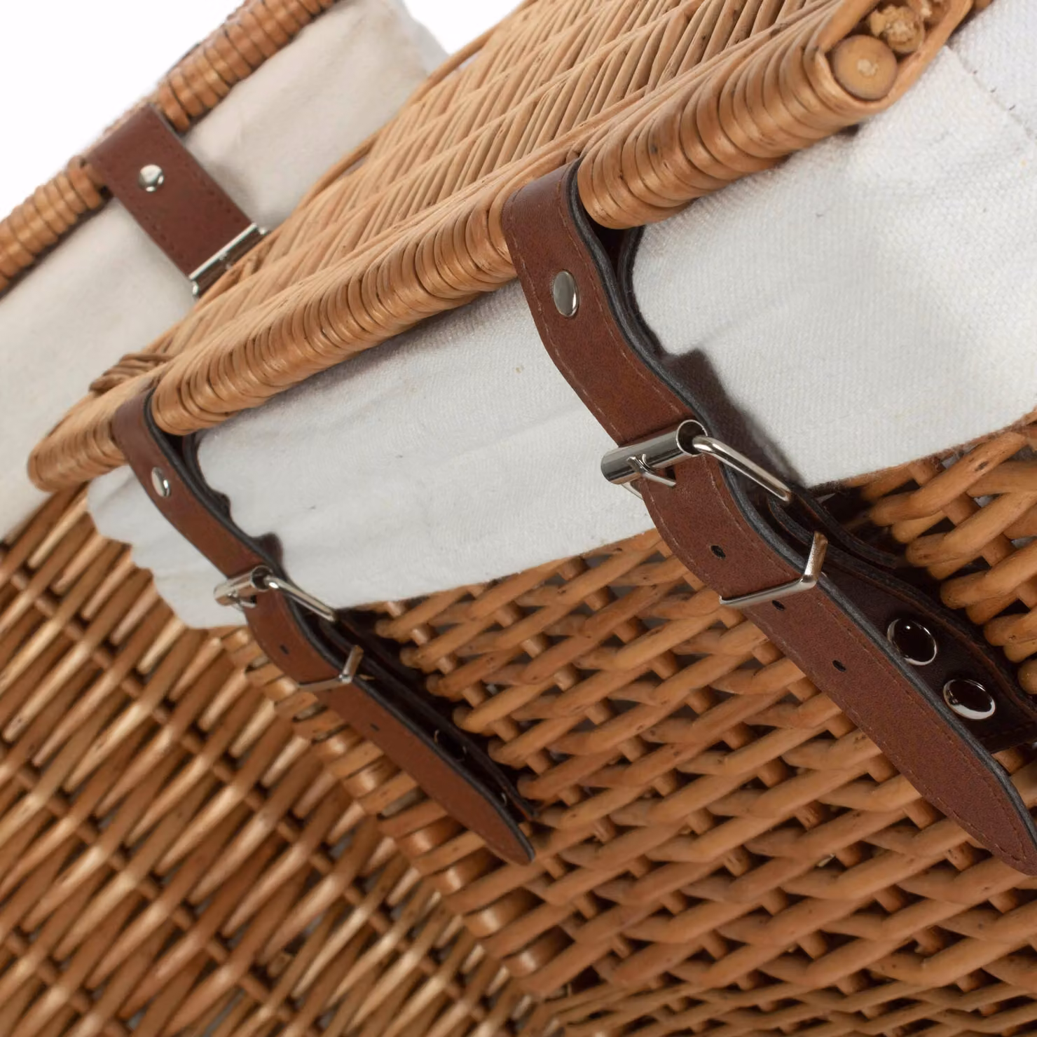 Red Hamper Set of 2 Brown Wicker Laundry Baskets with Cotton Lining and Handles – 2