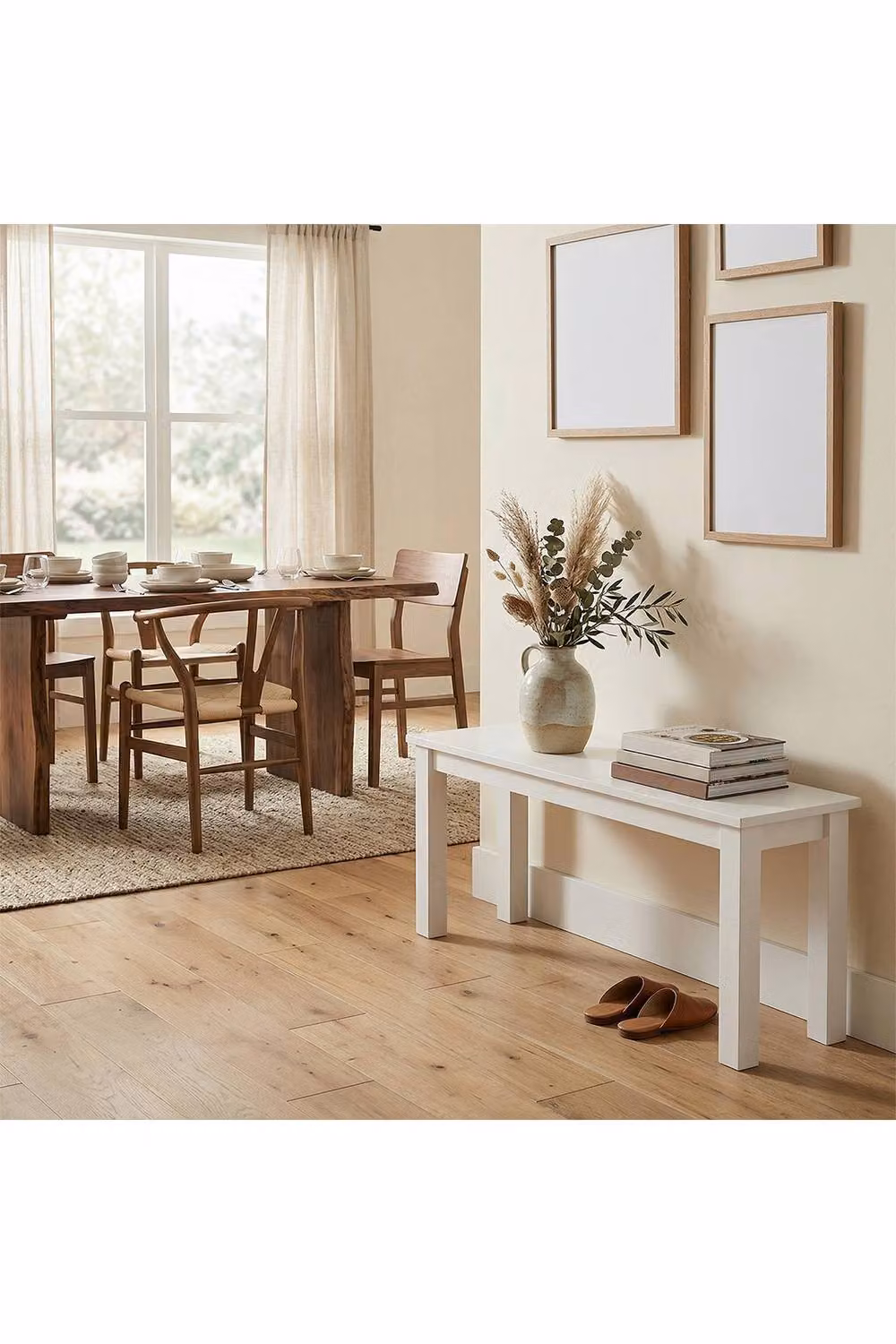 Living and Home Versatile Modern White Wooden Bench – 2
