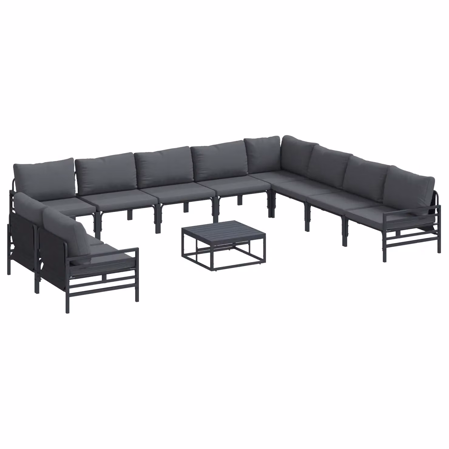 Berkfield Home 11 Piece Modern Garden Sofa Set in Anthracite and Multicolour Metal – 2