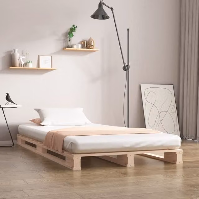 Berkfield Home Pallet Bed in Brown Solid Pine Wood, W/D/H: 100 x 200 cm – 1