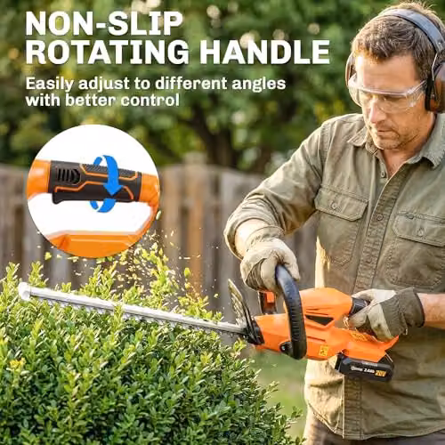 Outsunny 20 inch Cordless Reciprocating Hedge Trimmer with Rechargeable Battery, Orange – 5