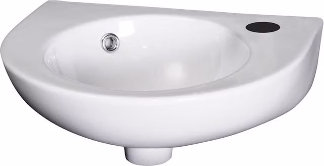 Balterley White Ceramic Round Wall Hung Bathroom Basin with Overflow, 1 Tap Hole, W/D/H: 45.0 x 34.5 x 16.5 cm