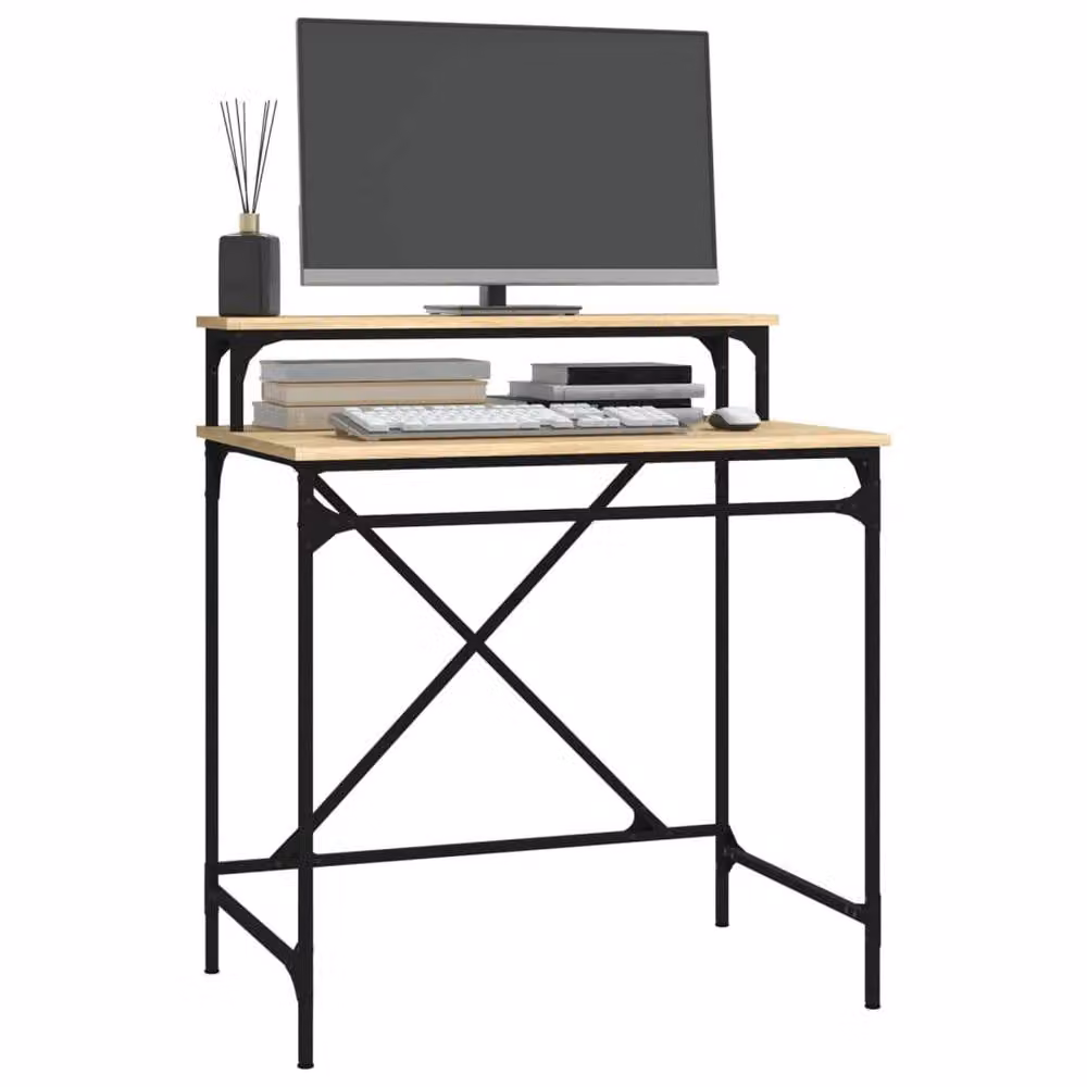 Berkfield Home Computer Desk in Sonoma Oak, W/D/H: 80 x 50 x 90 cm – 3