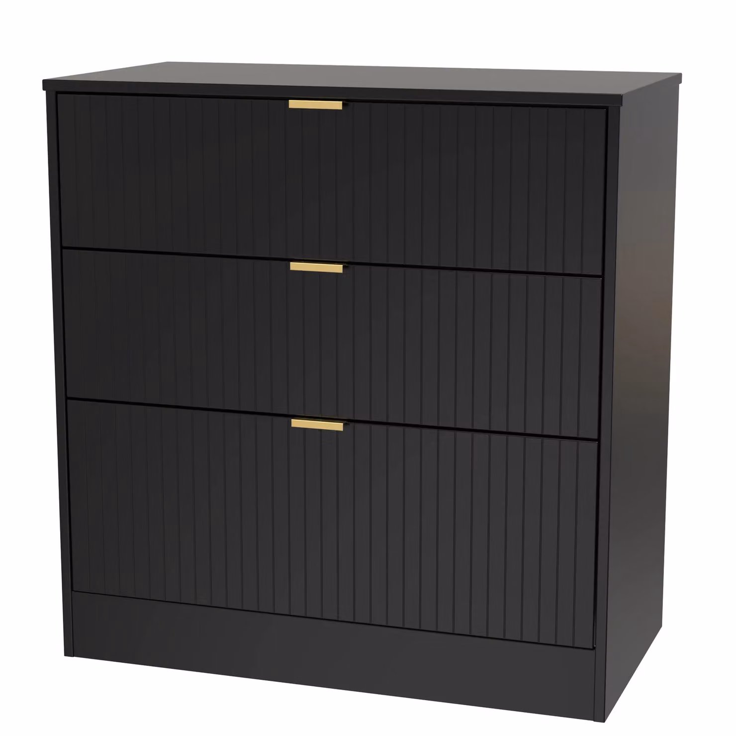 Ready Assembled 2 U Denver 3 Drawer Deep Chest in Matt True Black – 2