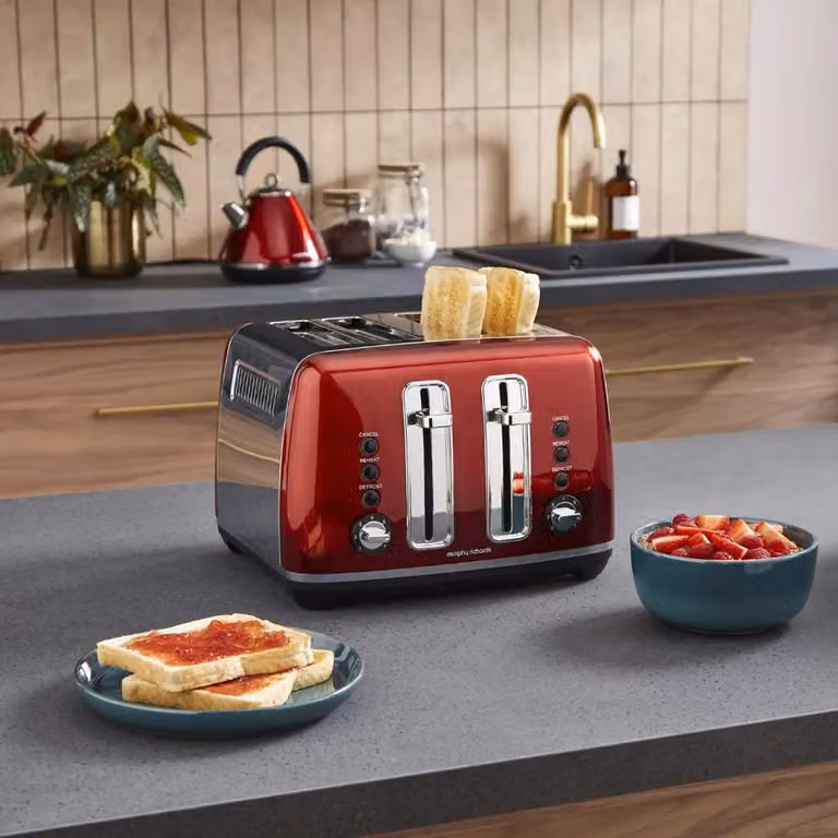 Morphy Richards Accents 4 Slice Toaster in Metallic Purple and Red