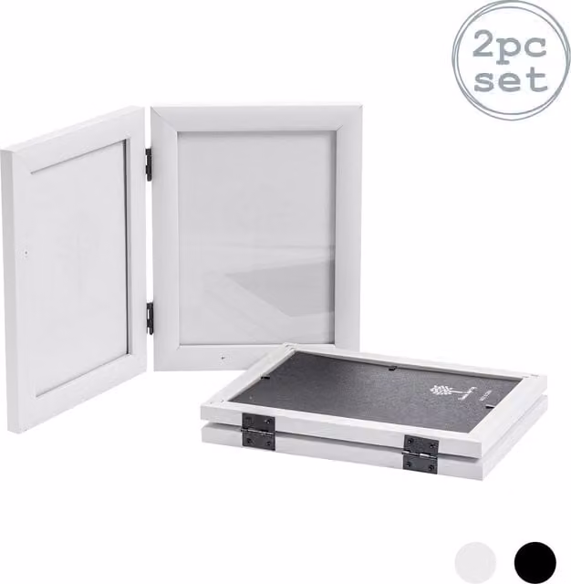 Nicola Spring Modern Rectangular Folding 2 Photo Frame, White, 12.7 x 17.78 cm