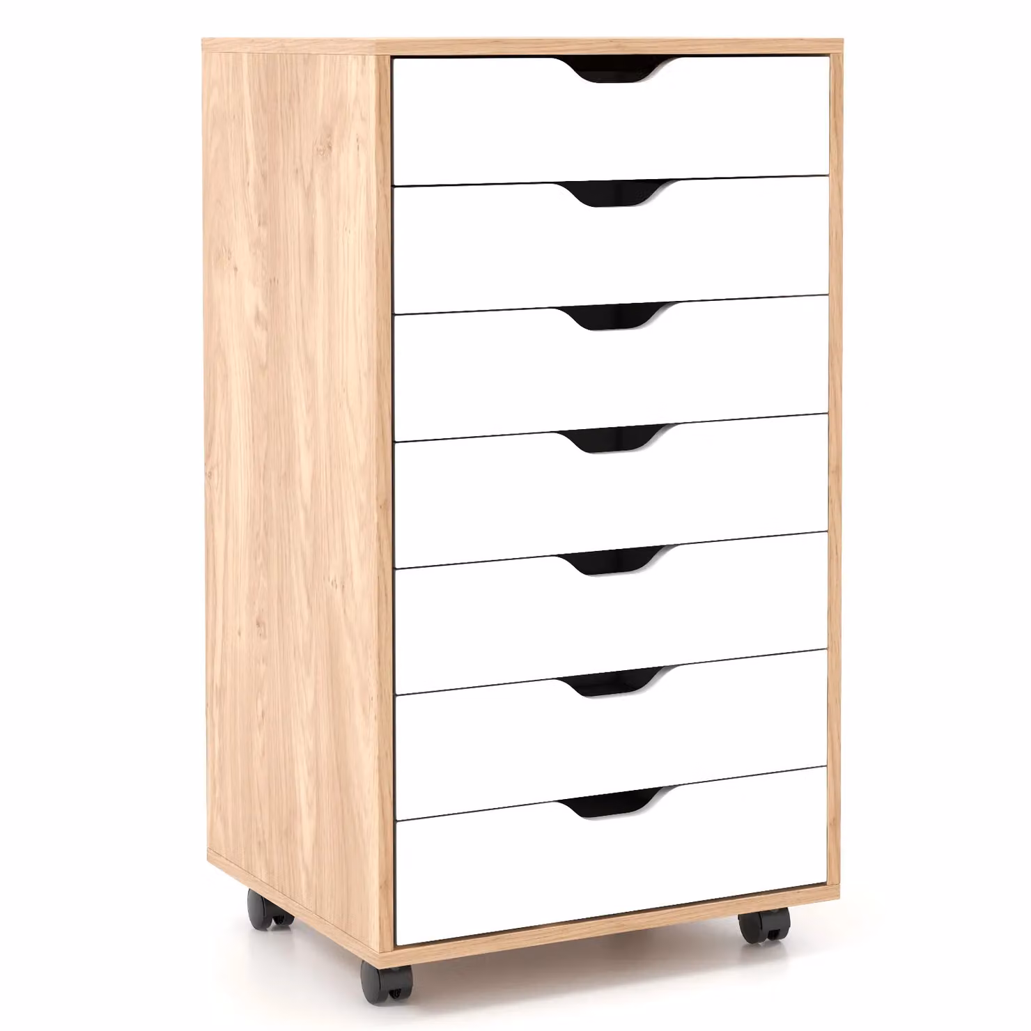 Costway Modern 7-Drawer Mobile Lateral Filing Cabinet and Home Office Storage Chest in White and Multicolour – 2