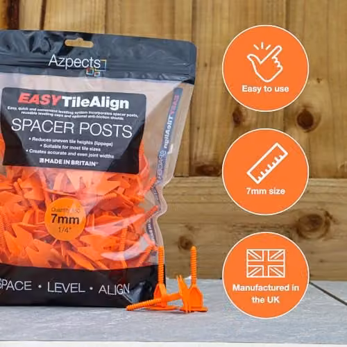 Azpects EASYTileAlign Tile Leveling Spacer Posts, 7mm (1/4"), Orange, Pack of 150 – 2