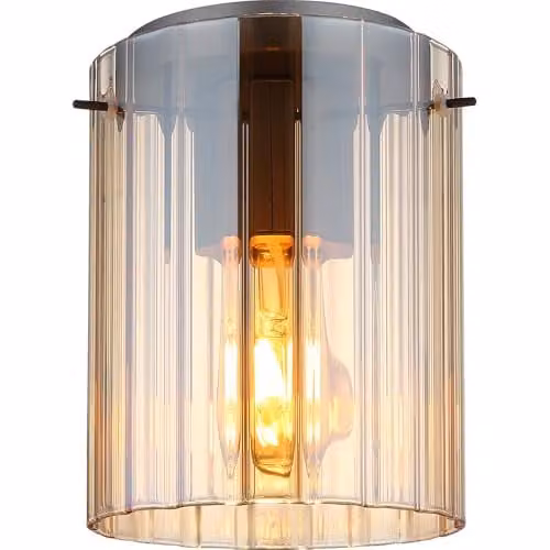 Globo Lighting Tulivar Cylindrical Ceiling Light in Grey and Amber Glass