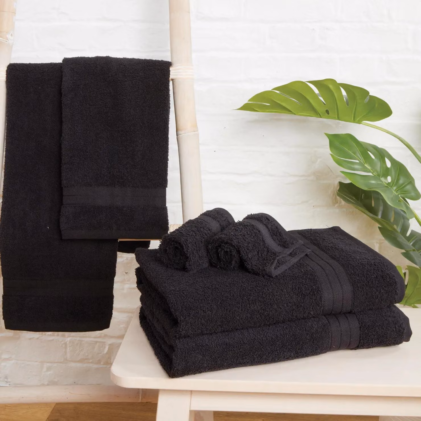 OHS Luxury Black Cotton Terry Bath Sheet, W: 90 cm, L: 150 cm – 6