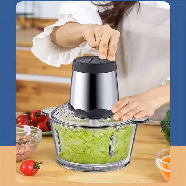 Nordara 2-Speed Electric Mini Food Chopper with 2000ml Glass Bowl in Silver – 1