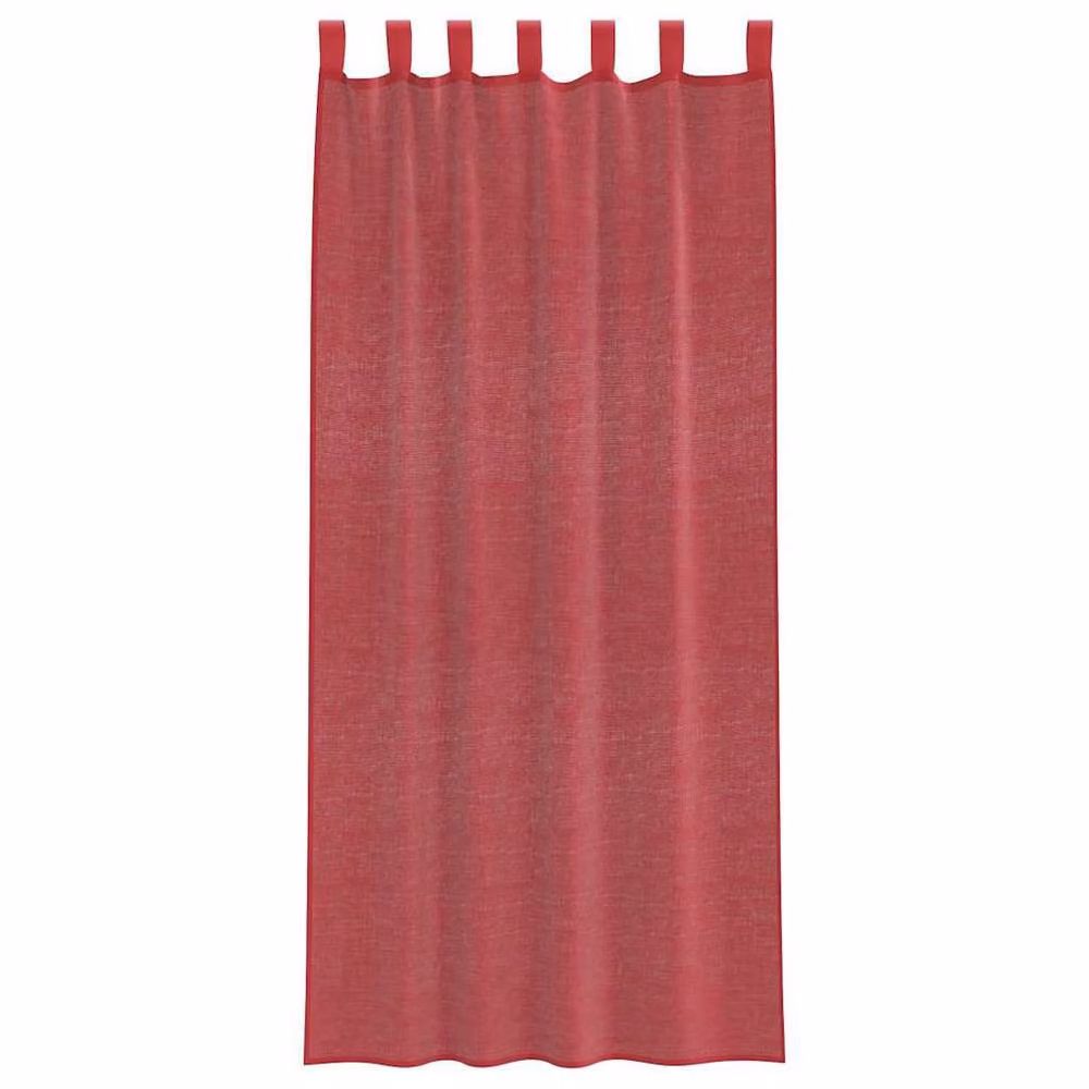 Berkfield Home Red Transparent Voile Fabric Panel Curtains with Rod Pockets, 2 Pack – 3