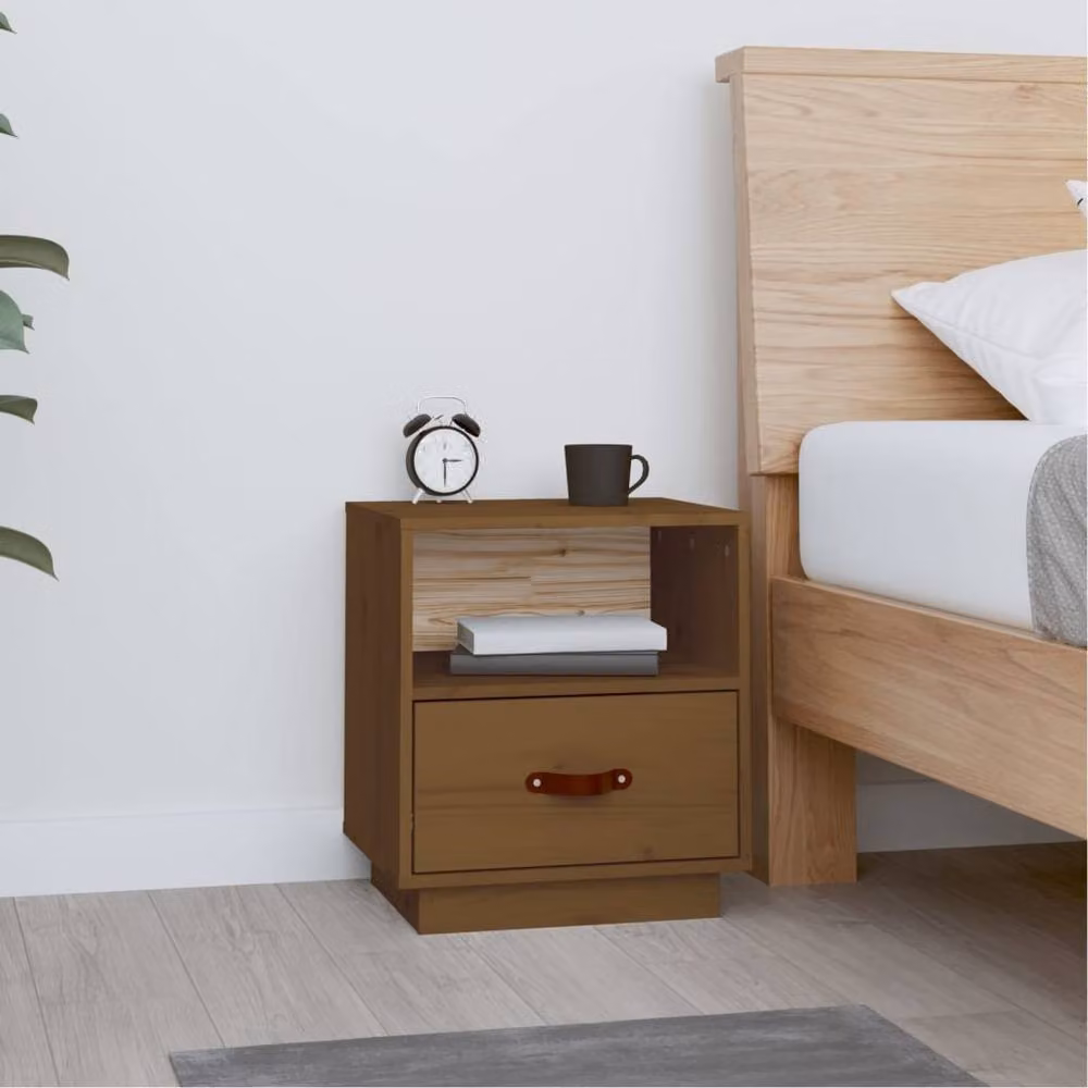 Berkfield Home Rustic Honey Brown Solid Wood Pine Bedside Cabinet W/D/H: 40 x 34 x 45 cm – 2