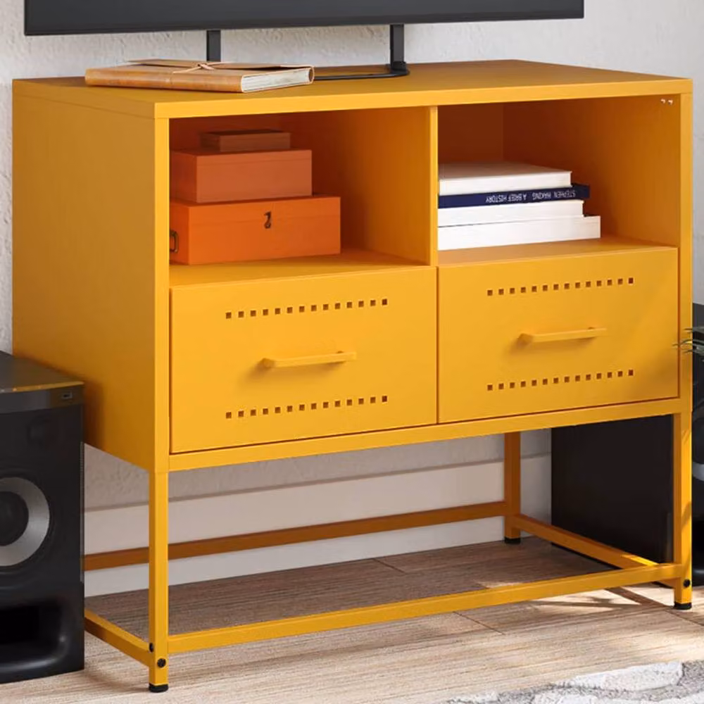 Berkfield Home TV Cabinet in Mustard Yellow, W: 68 cm, D: 39 cm, H: 60.5 cm – 2