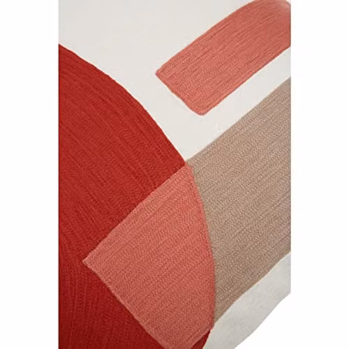 Orsina Red and White Tonal Cotton Square Cushion, W45 x D5 x H45 cm – 6