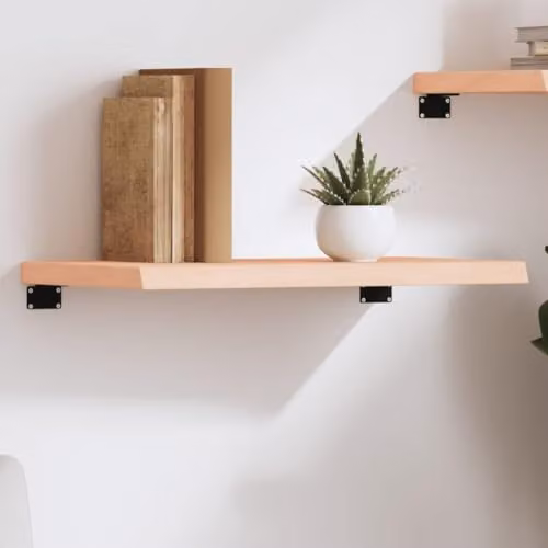 vidaXL Wall Mounted Oak Wood Shelf, Natural/Brown, W: 60 cm, D: 30 cm, H: 2-4 cm – 2