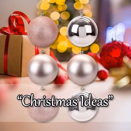 VFM e-Store Set of 6 Gold Round Christmas Bauble Hanging Tree Ornaments, 10 cm – 6