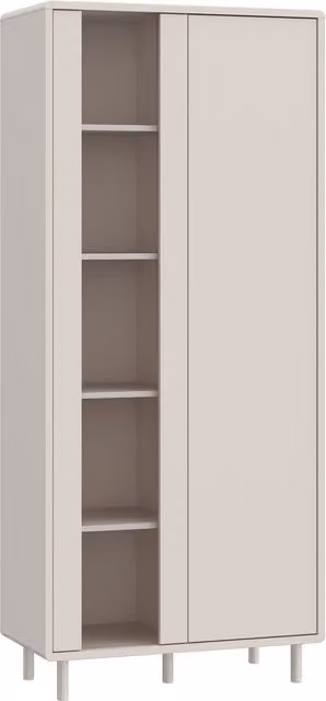 Furniture To Go Playly Tall Storage Cabinet with Hinged Doors and Open Shelving in Sand