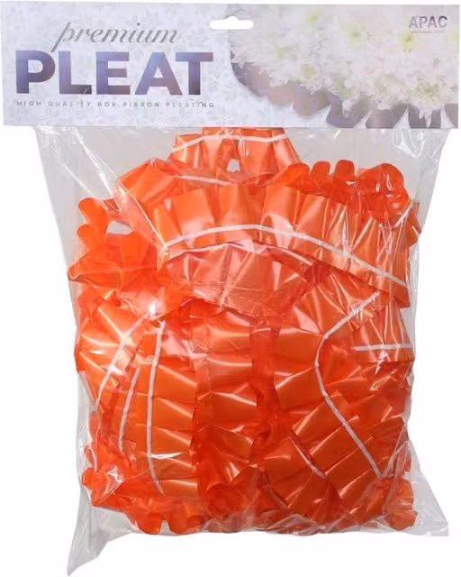 KDMD Premium Orange Pleat Ribbon, 50mm x 10m