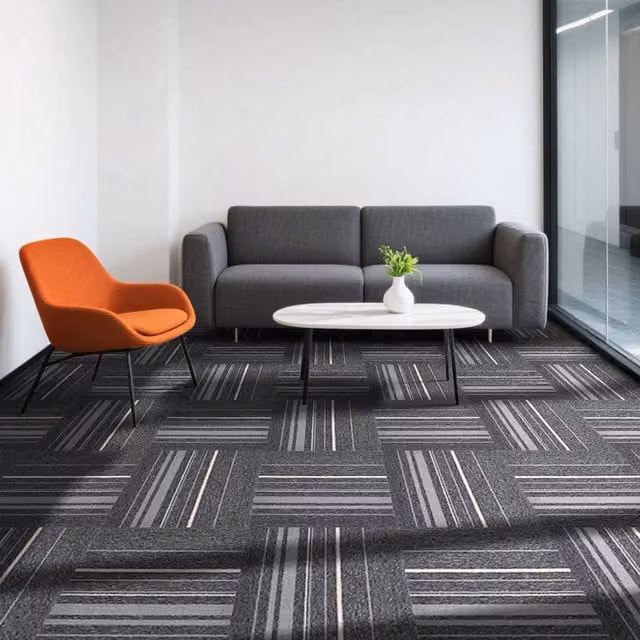 Darphe 20 Piece Grey Modern Polypropylene Glue Down Carpet Tiles