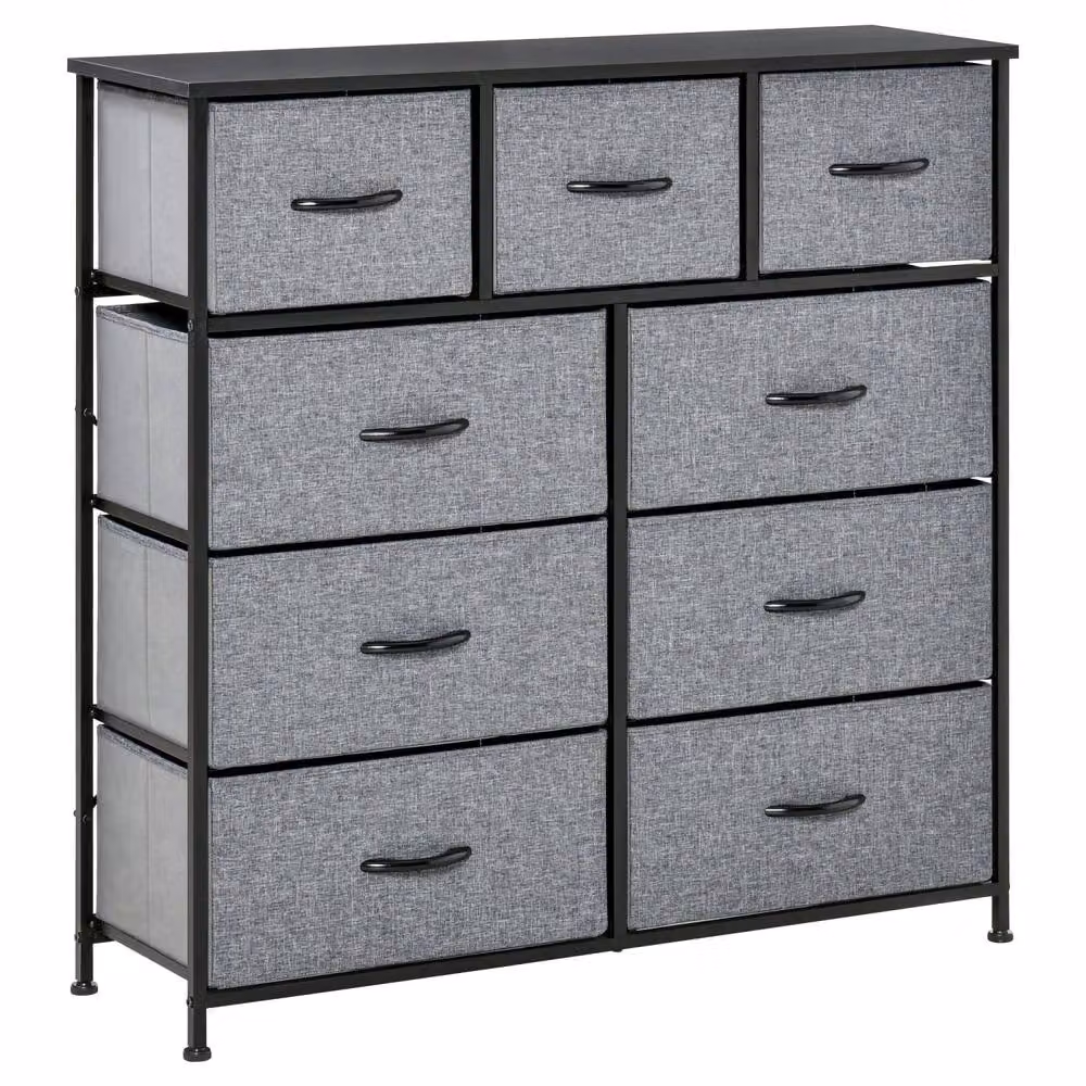Wyld Haus Molisa 9 Drawer Fabric Dresser in Black and Grey – 2