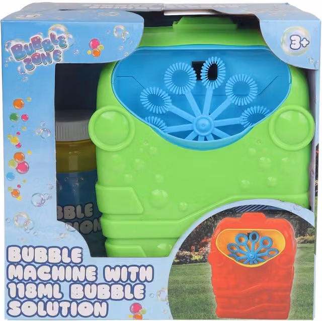 Bubble Zone Multicolour Bubble Machine with 118ml Bubble Solution