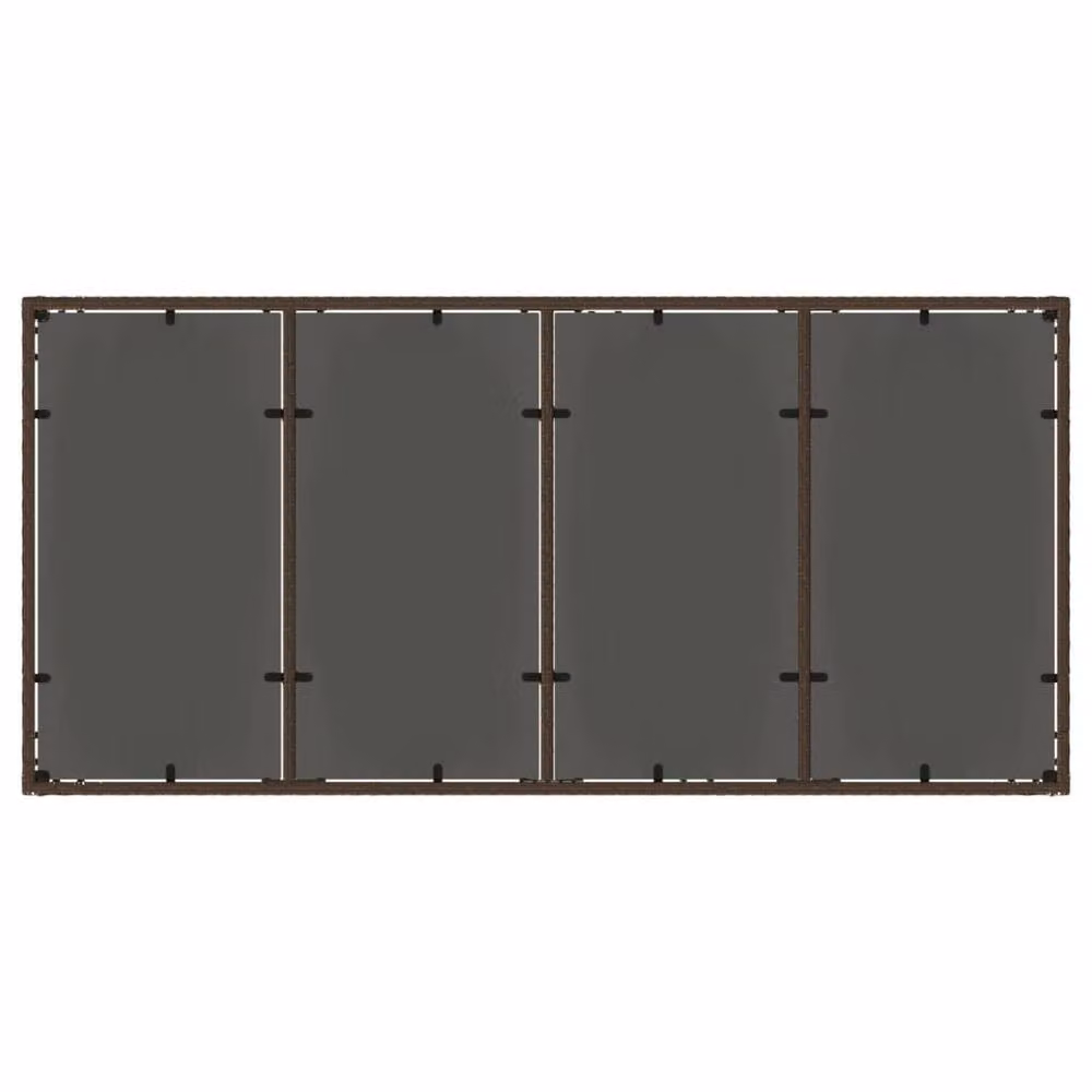 Berkfield Home Brown Poly Rattan Garden Table with Glass Top, W: 190 cm, D: 90 cm, H: 75 cm – 3