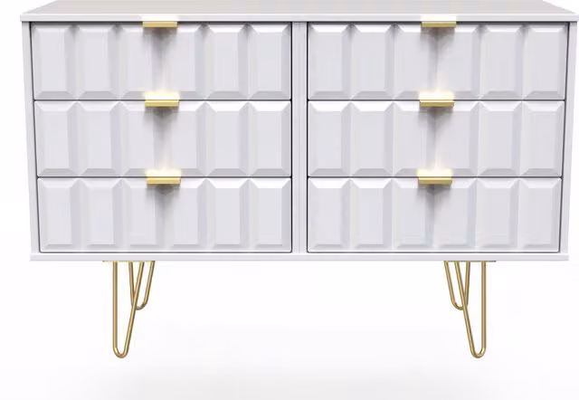 2 U Metro 6 Drawer Chest in White and Gold, Ready Assembled