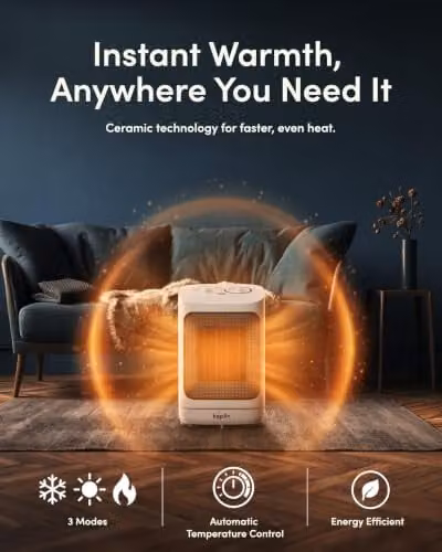 Keplin 1500W White Oscillating Ceramic Fan Heater with Adjustable Thermostat and Overheat Protection – 2