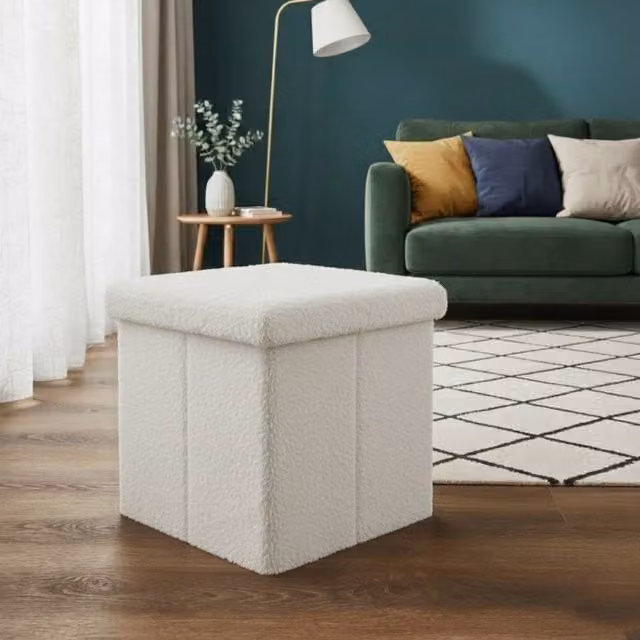 Snug City Teddy Soft Square Storage Box with Lid, White, Small