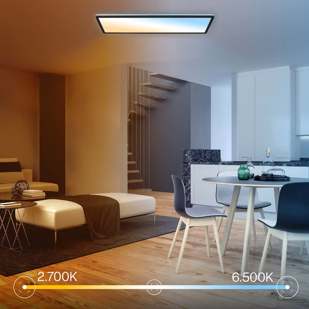 B.K.Licht Black Slim LED Ceiling Panel with Remote Control, Dimmable CCT, IP44, W/D/H: 58 x 20 x 3 cm – 2
